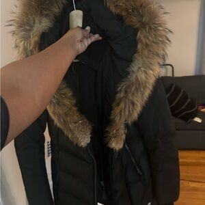 MACKAGE ADALI Women's Black Faux Fur Hooded Jacket